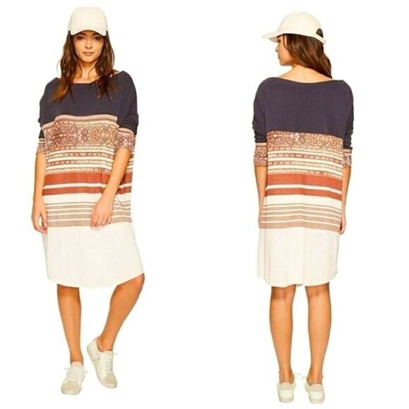 Free People Dresses & Skirts - Free People Stepping Out Striped Floral Shirt Dress Large